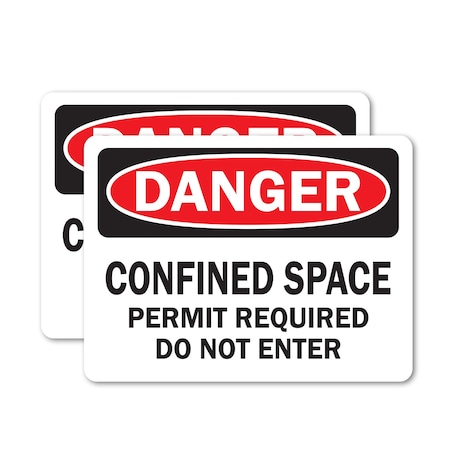 Signmission 12 in H x 18 in W, Vinyl Decal, Rectangle, Confined Space Permit Required Do Not Enter OS-2PACK-DS-D-1218-L-19305